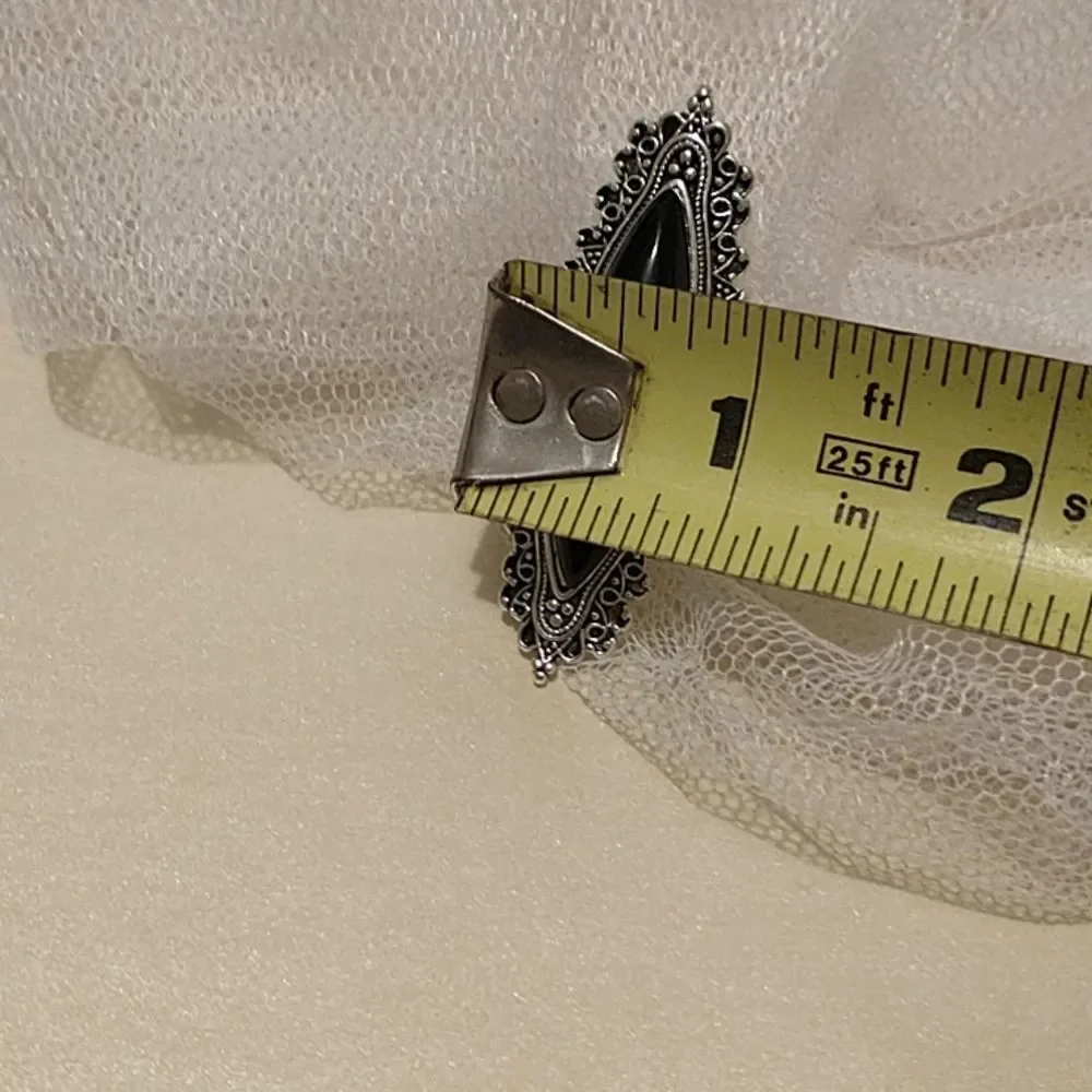 Statement Ring!  Antiqued Silver and Black! - Picture 6 of 7